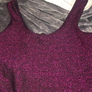 purple sparkly one piece body suit